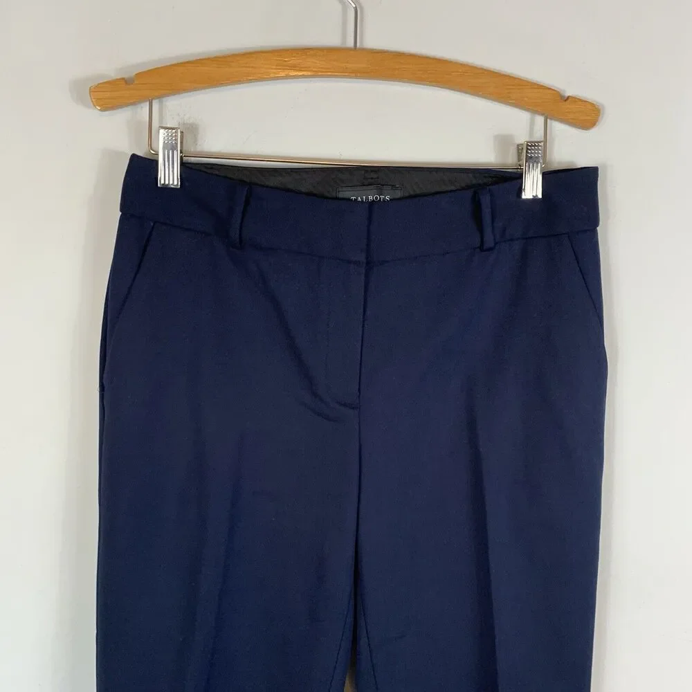 Talbots Hampshire Ankle Indigo Navy Blue Gold Studs Buttons Pants Size 6 - Picture 3 of 7